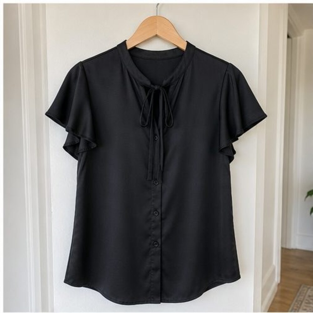 Black Pleated Blouse